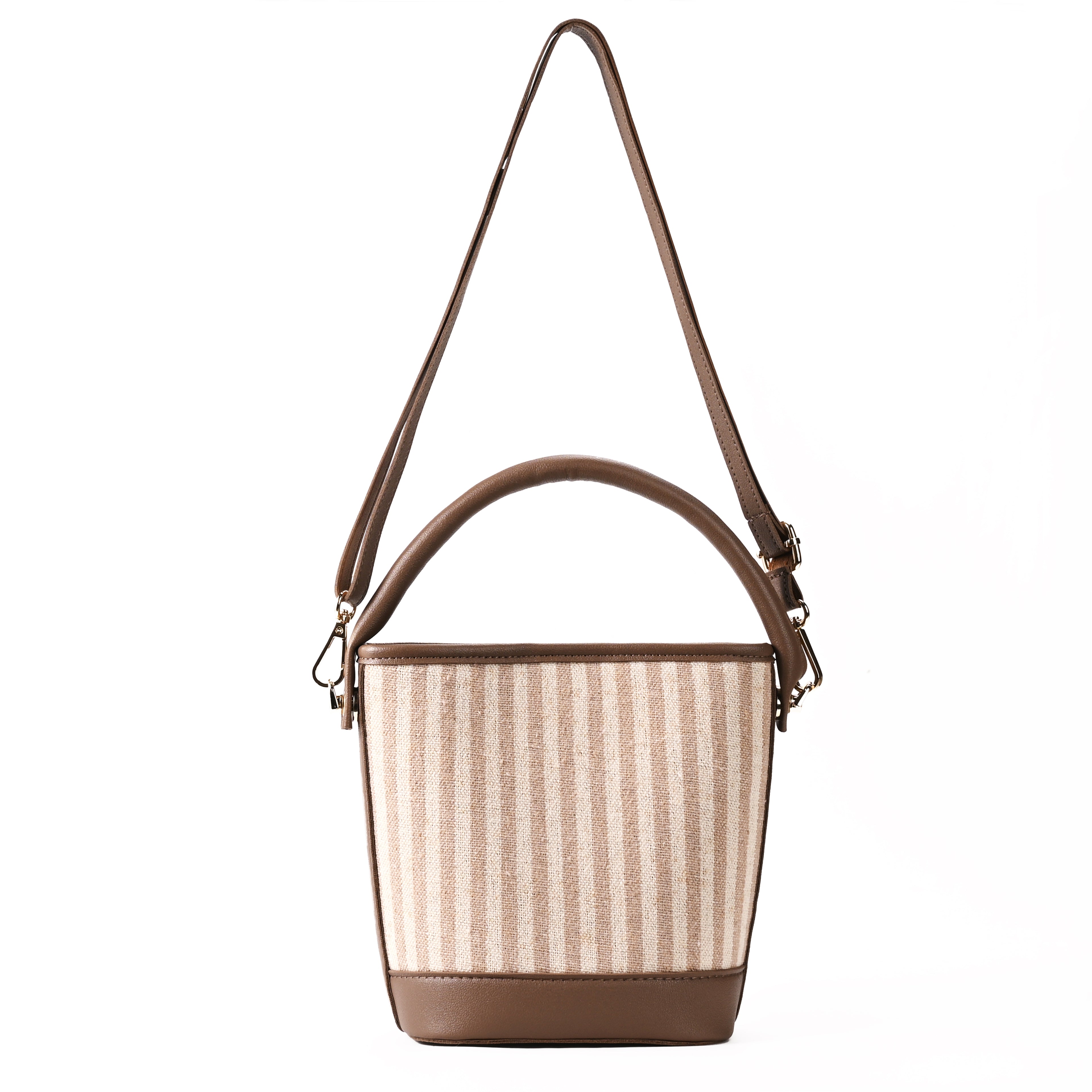 Crossbody Bag for Women - Black Checker Brown Stripe