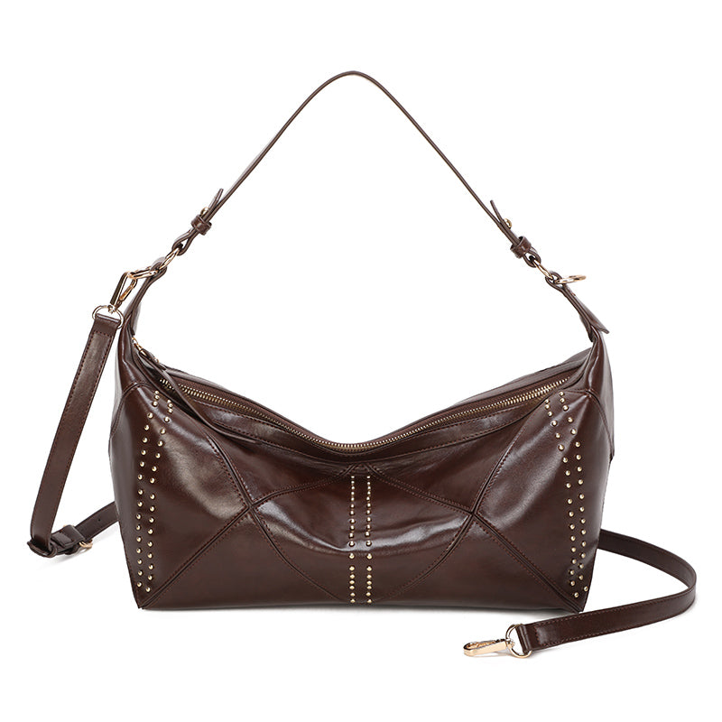 Studded Hobo Bag - Dome Stud Shoulder Handbag