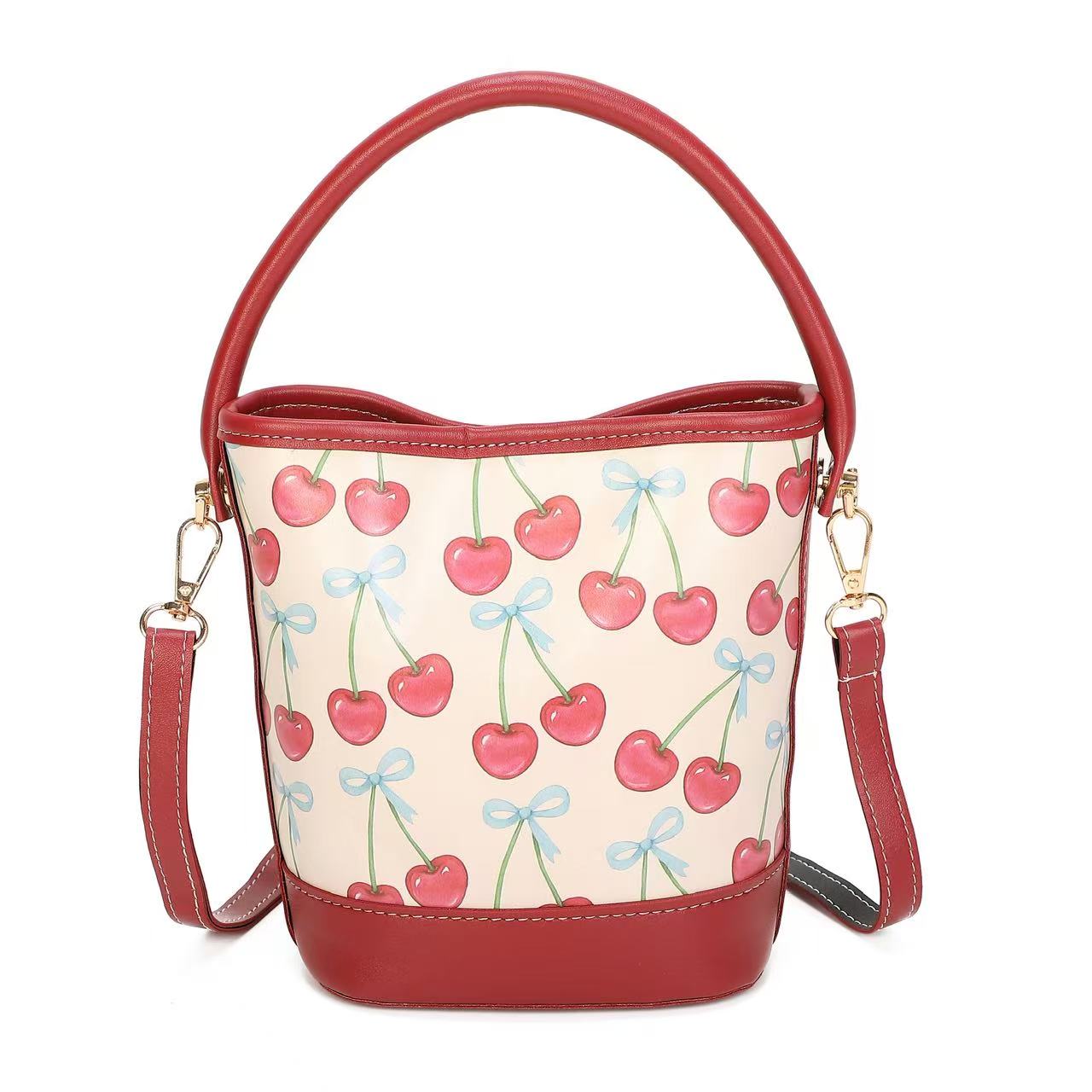 Mini Bucket Bag for Women - Printed Summer Crossbody with Top Handle