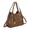 PU Shopping Bag - Textured Brown Tote Handbag